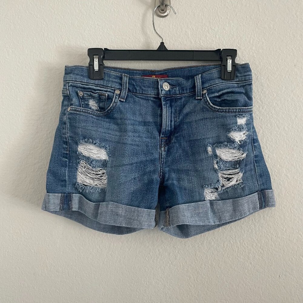 7 for All Mankind stretchy mid-rise denim shorts